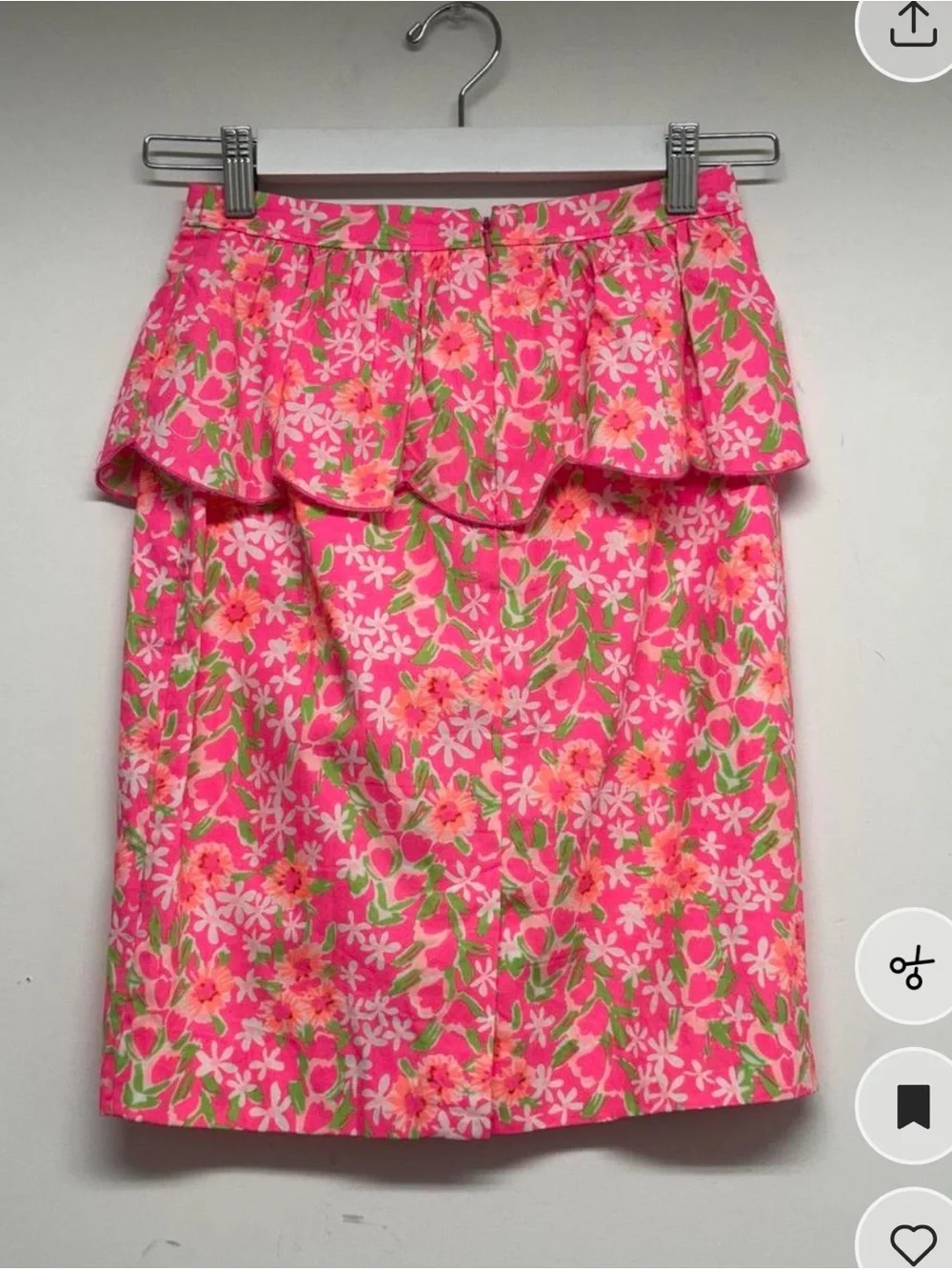 Lilly Pulitzer Pink Floral Scalloped Peplum Midi Skirt